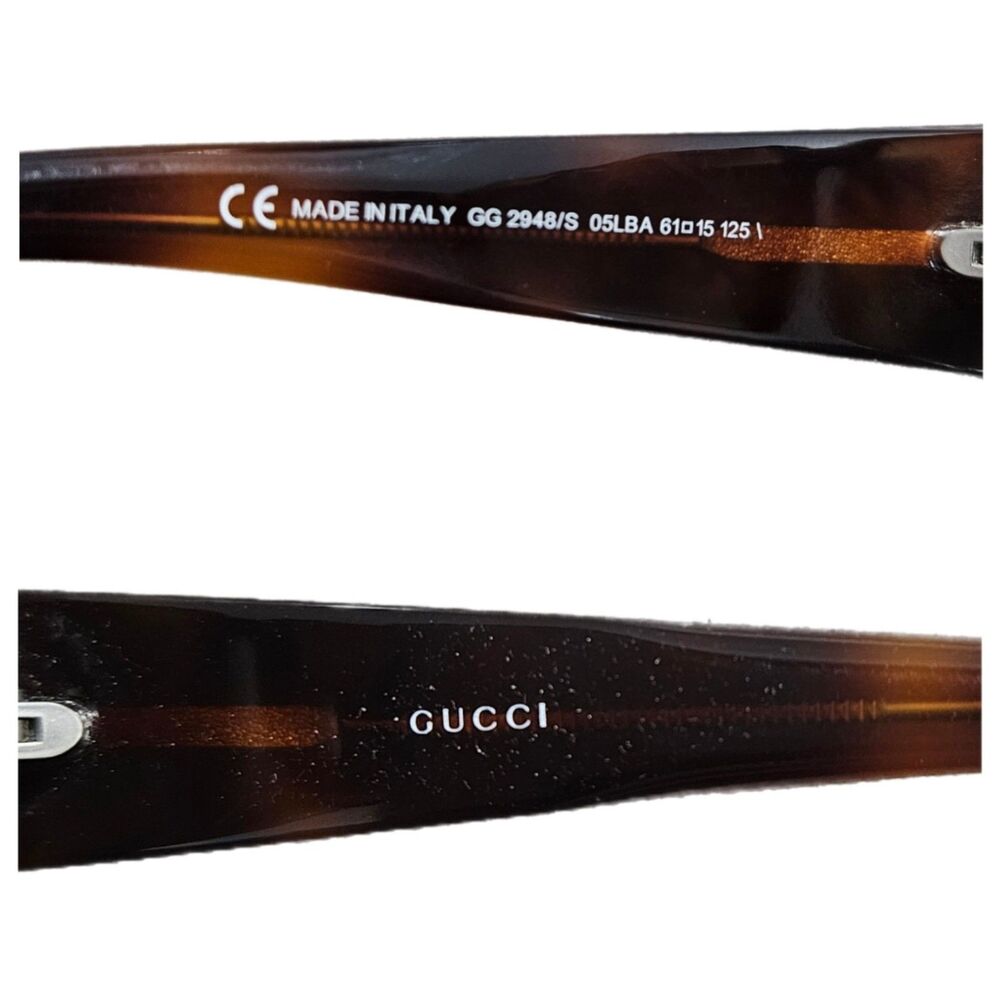 Gucci Oversized Tortoiseshell Sunglasses Brown Gradient Logo + Case GG 2948/S - Picture 8 of 10